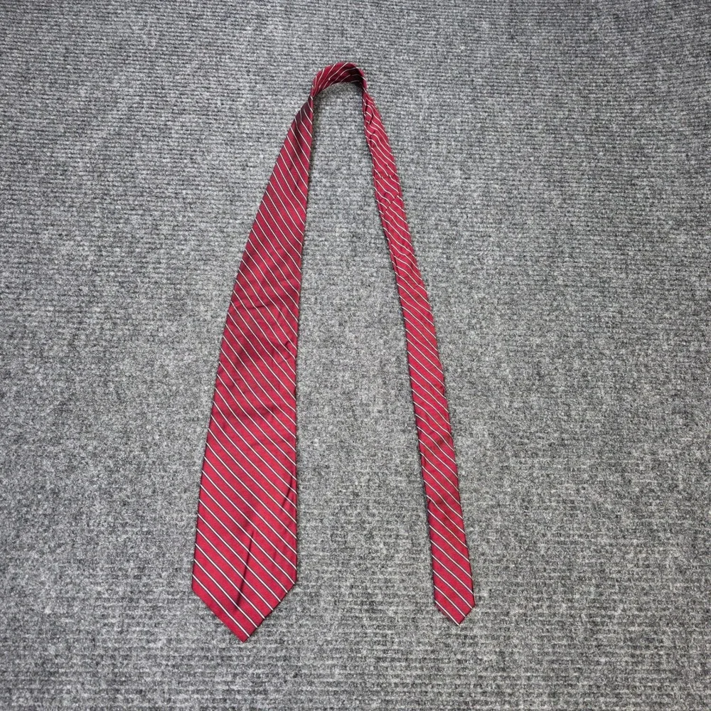 Meeting Street Silk Necktie Men's Red White Navy Blue Striped Hand‎ Made Classic